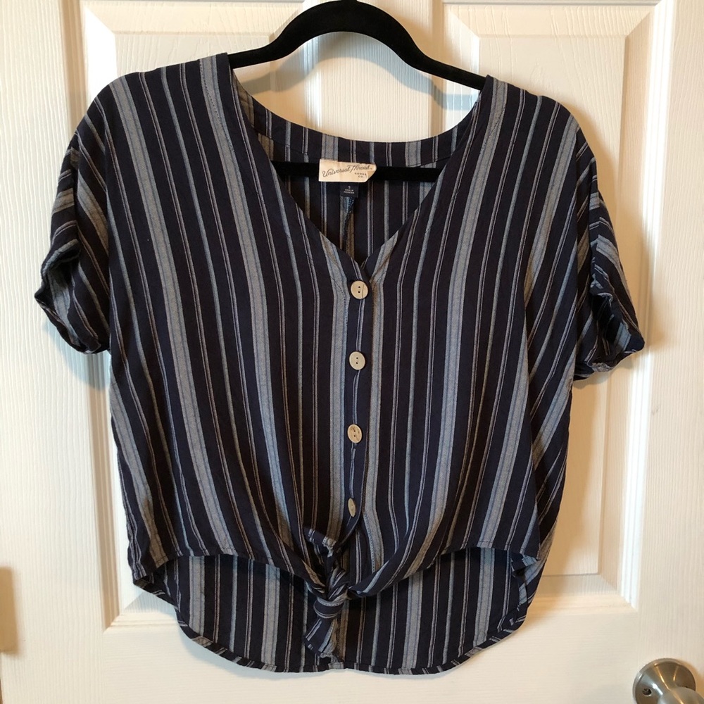 Striped button down crop top